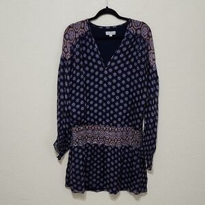 Ramy Brook Blue Long Sleeve V-Neck Sundress